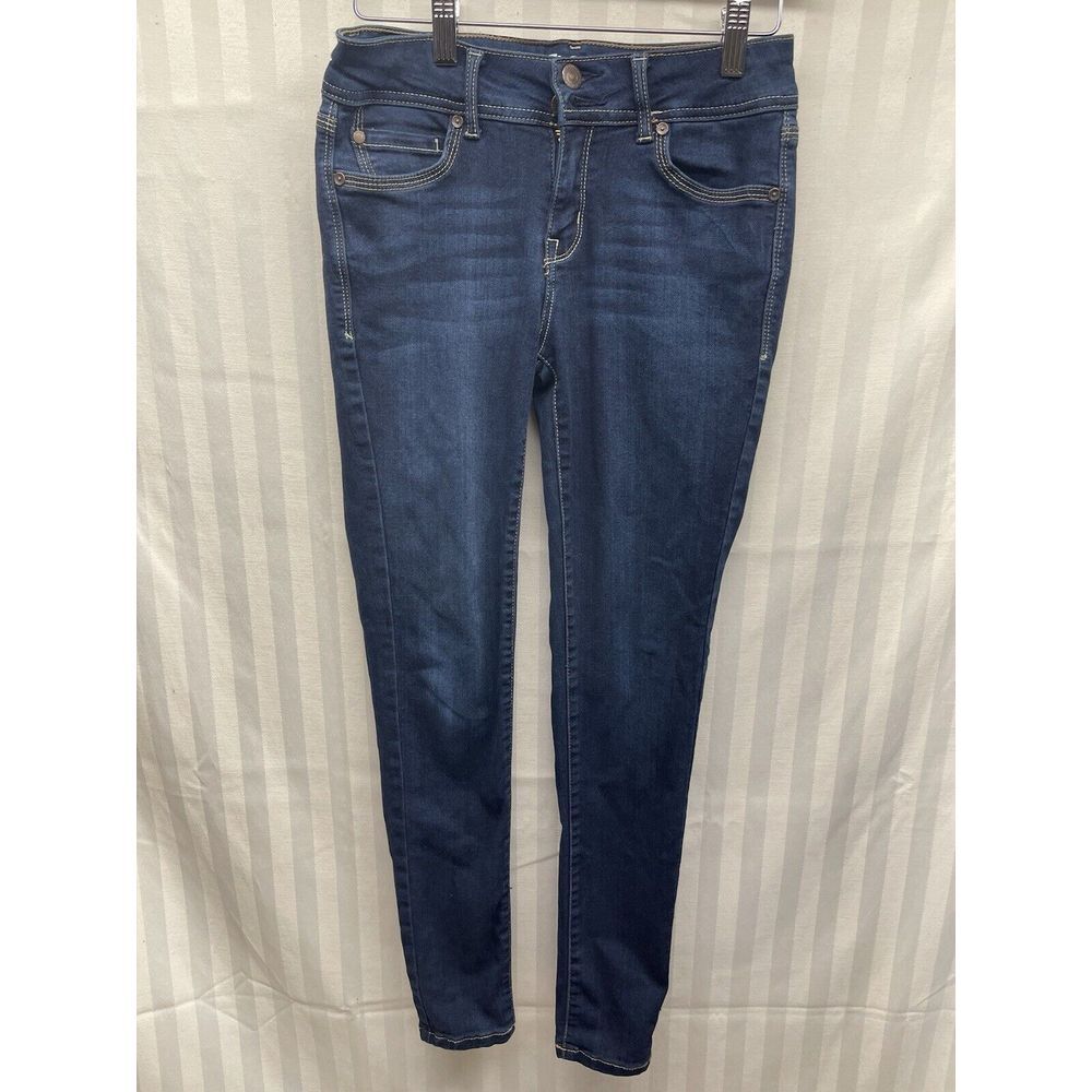Wallflower Junior Teen Jeans Sz 3 Regular Blue Skinny Whiskers Faded Super Soft‎
